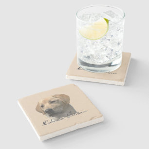 Gult Labrador Retriever Art Gifts Underlägg Sten