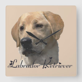 Gult Labrador Retriever Art-presentationer Fyrkantig Klocka
