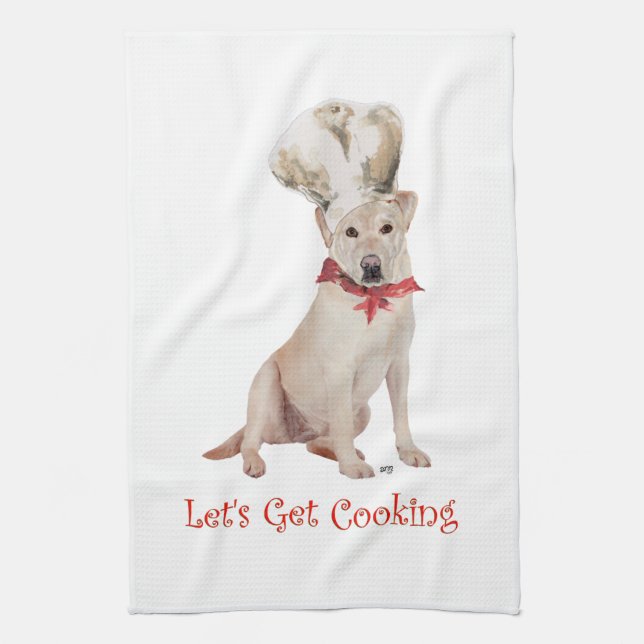 Gult Labrador Retriever Cooking Kökshandduk (Vertikal)