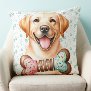 Gult Labrador Retriever Cute Helgdag Puppy Hund Kudde