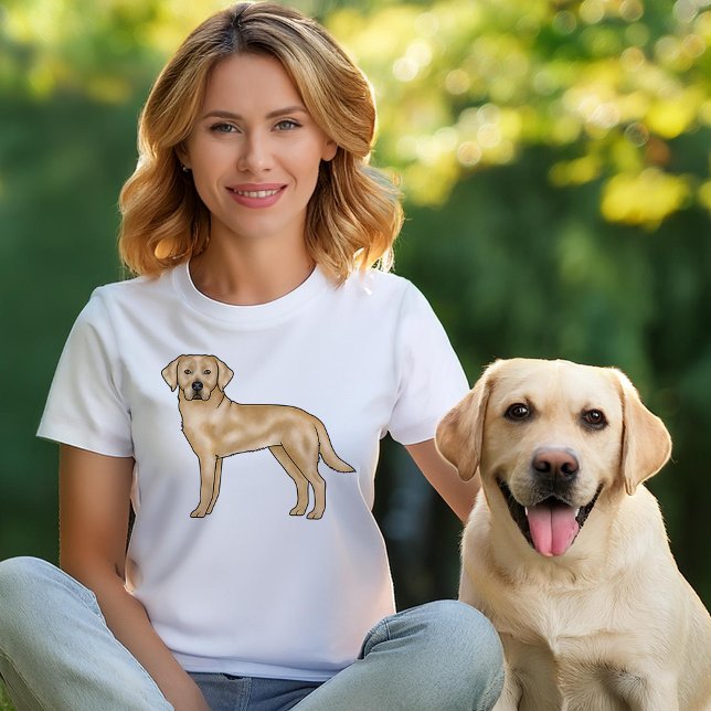 Gult Labrador Retriever Cute Hund Illustration T Shirt (Please note: This image is a digital mockup.)