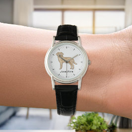 Gult Labrador Retriever Cute Lab Hund Art Namn Armbandsur