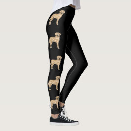 Gult Labrador Retriever Cute Tecknad hund Black Leggings