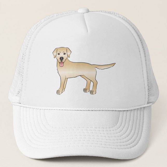 Gult Labrador Retriever Cute Tecknad hund Keps (Framsida)