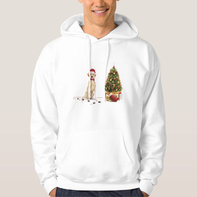 Gult Labrador Retriever Funny Jul Hund Hoodie (Framsida)