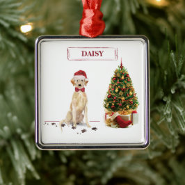 Gult Labrador Retriever Funny Jul Hund Julgransprydnad Metall