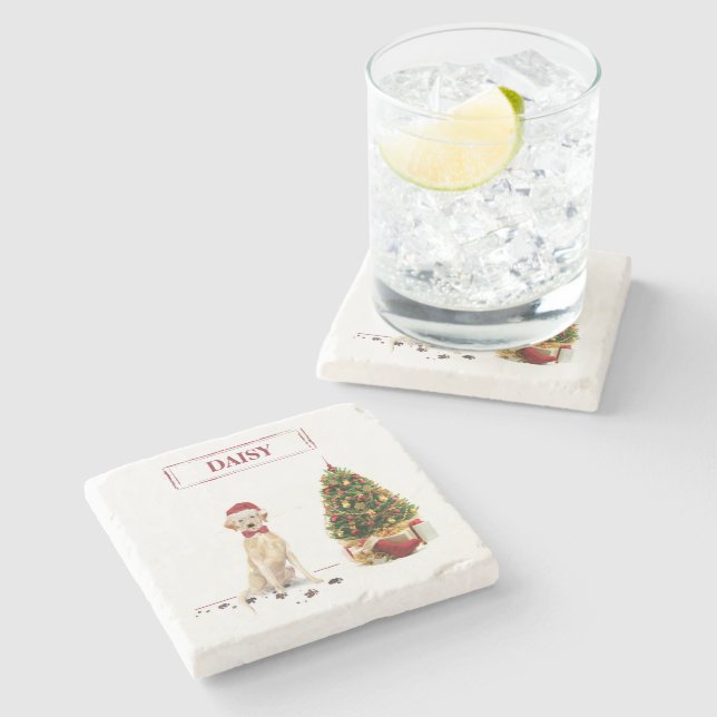 Gult Labrador Retriever Funny Jul Hund Stenunderlägg (Sidan)