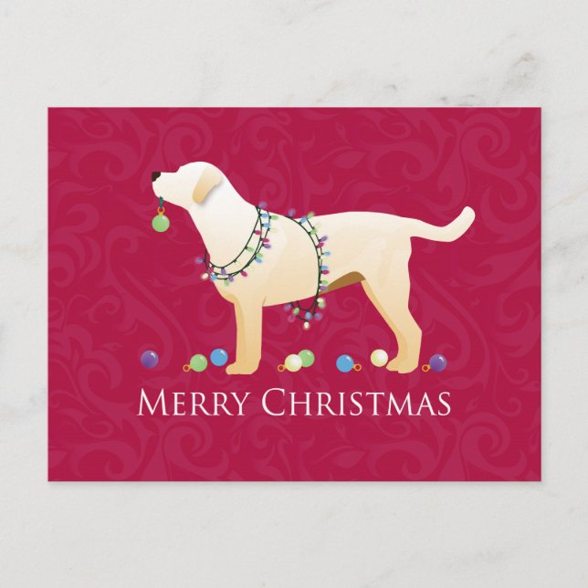 Gult Labrador Retriever God jul Design Helg Vykort (Framsida)
