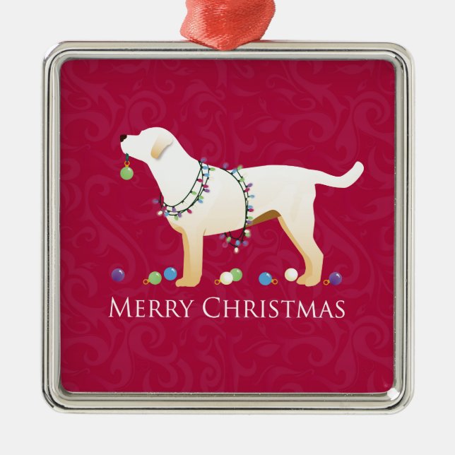Gult Labrador Retriever God jul Design Julgransprydnad Metall (Framsidan)