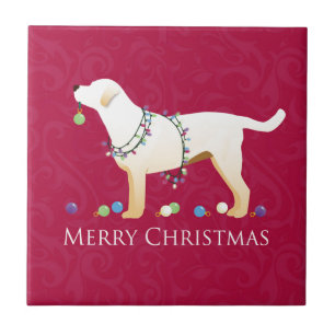 Gult Labrador Retriever God jul Design Kakelplatta