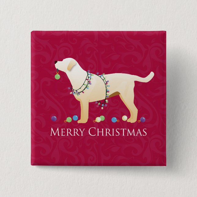 Gult Labrador Retriever God jul Design Knapp (Framsida)