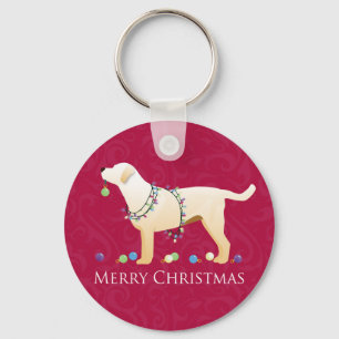 Gult Labrador Retriever God jul Design Nyckelring