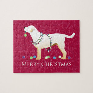 Gult Labrador Retriever God jul Design Pussel