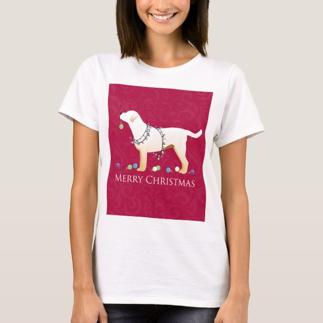 Gult Labrador Retriever God jul Design Tee (Framsida)