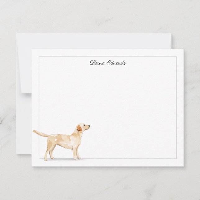 Gult Labrador Retriever Grått Gräns Personlig Anteckningskort (Framsida)
