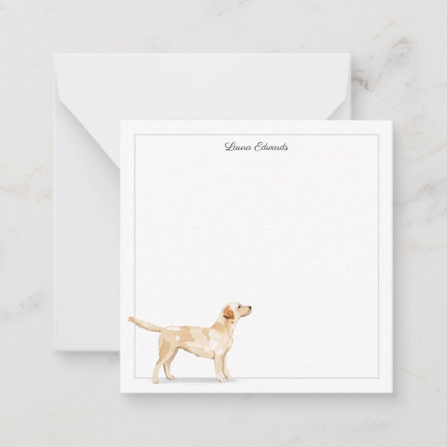 Gult Labrador Retriever Grått Gräns Square Anteckningskort (Framsida)