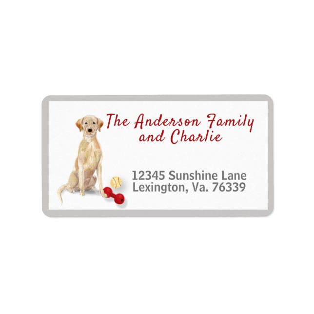 Gult Labrador Retriever Home Returadress Adressetikett (Framsidan)