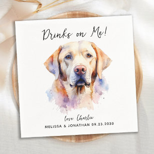 Gult Labrador Retriever Hund Bröllop Cocktail Pappersservett