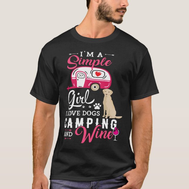 Gult Labrador Retriever Hund Cute Say Camping T Shirt (Framsida)