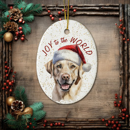 Gult Labrador Retriever Hund Joy till världen Julgransprydnad Keramik