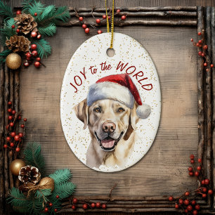 Gult Labrador Retriever Hund Joy till världen Julgransprydnad Keramik