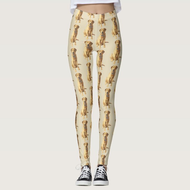Gult Labrador Retriever Hund Leggings (Framsida)