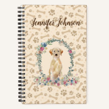Gult Labrador Retriever Hund Paw Print & Blommigt