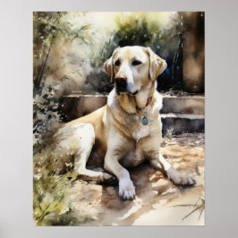 Gult Labrador Retriever Hund Print Poster