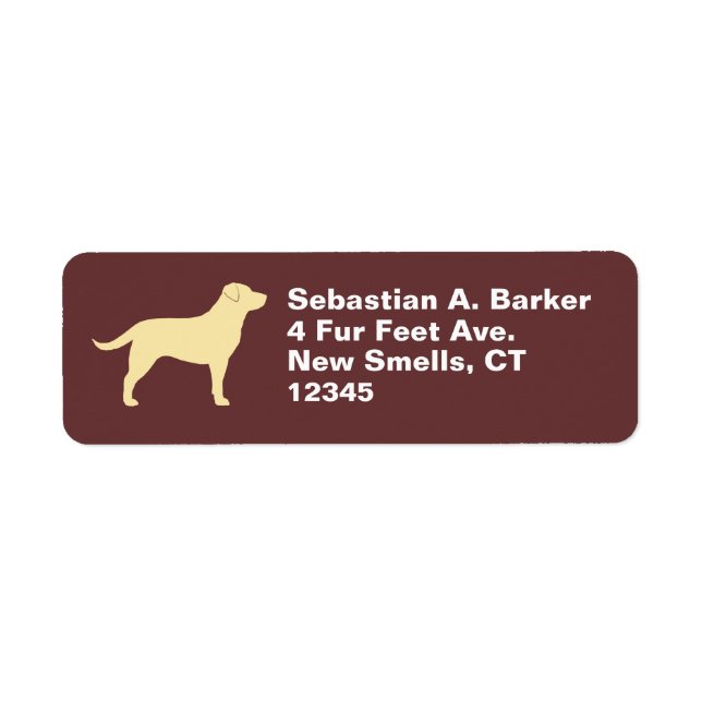Gult Labrador Retriever Hund Silhouette Lab Returadress Etikett (Framsidan)