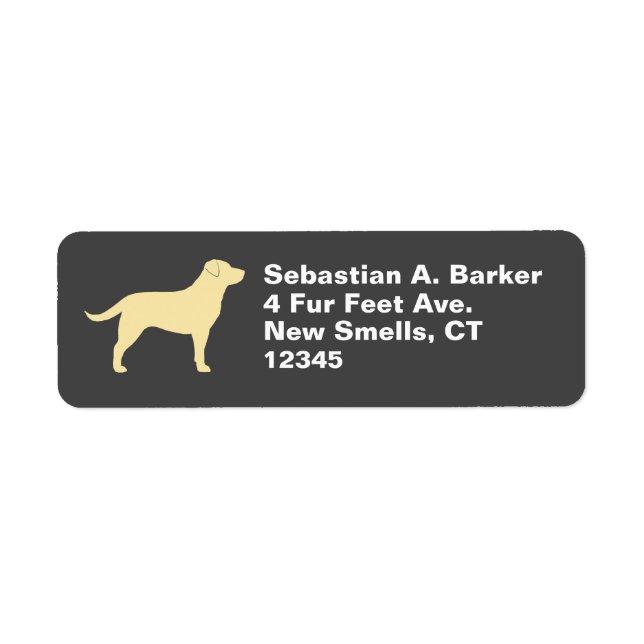 Gult Labrador Retriever Hund Silhouette Lab Returadress Etikett (Framsidan)