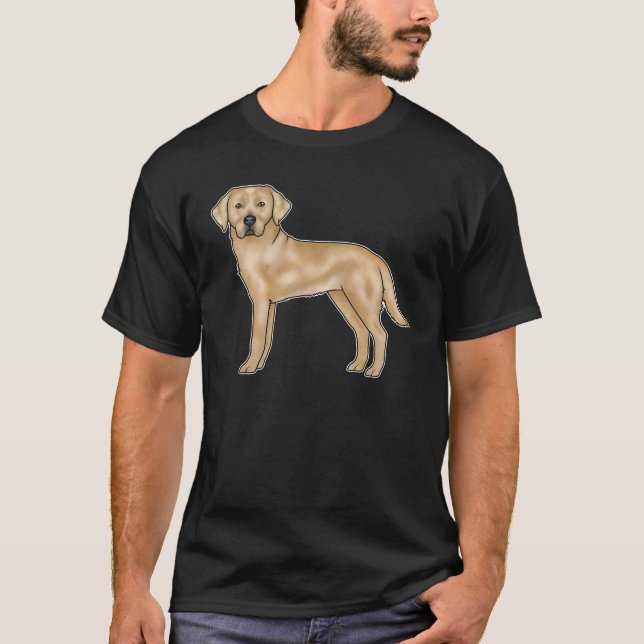 Gult Labrador Retriever Hund Tecknad Lab Hund T Shirt (Framsida)