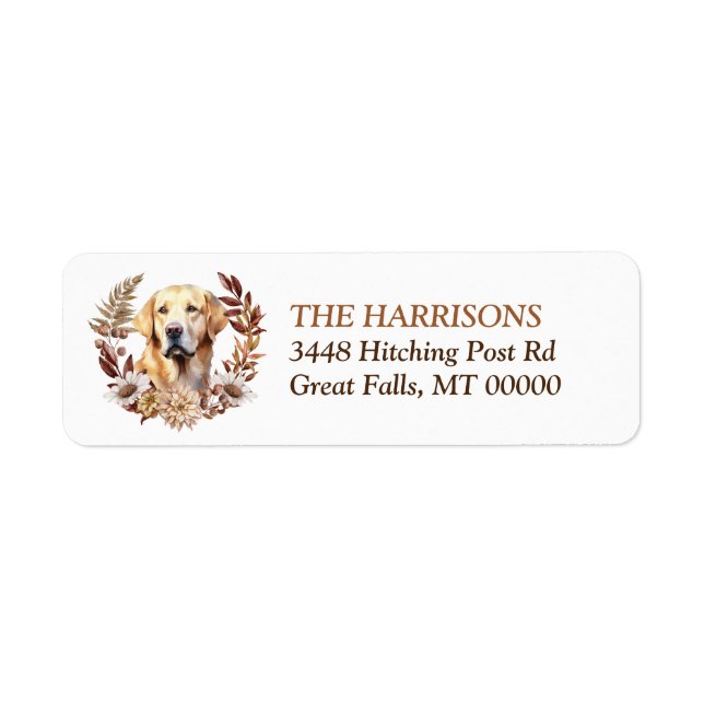 Gult Labrador Retriever Hund Utandning Returadress Etikett (Framsidan)