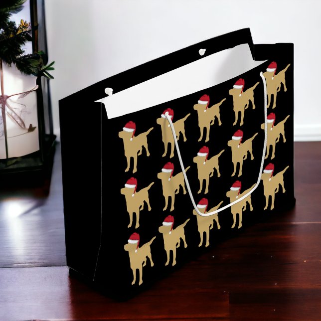 Gult Labrador Retriever i Red Santa Hat (Yellow Labrador Retriever In Red Santa Hat Large Gift Bag from Ricaso)