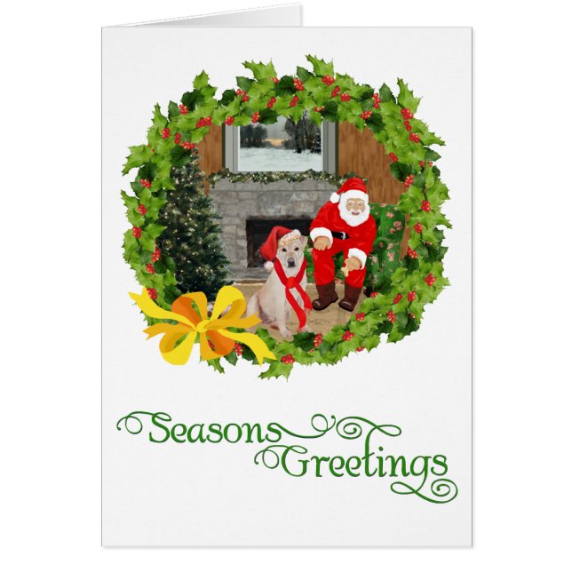 Gult Labrador Retriever-jul Hälsningskort (Framsidan)