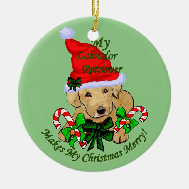Gult Labrador Retriever-jul Julgransprydnad Keramik (Framsidan)