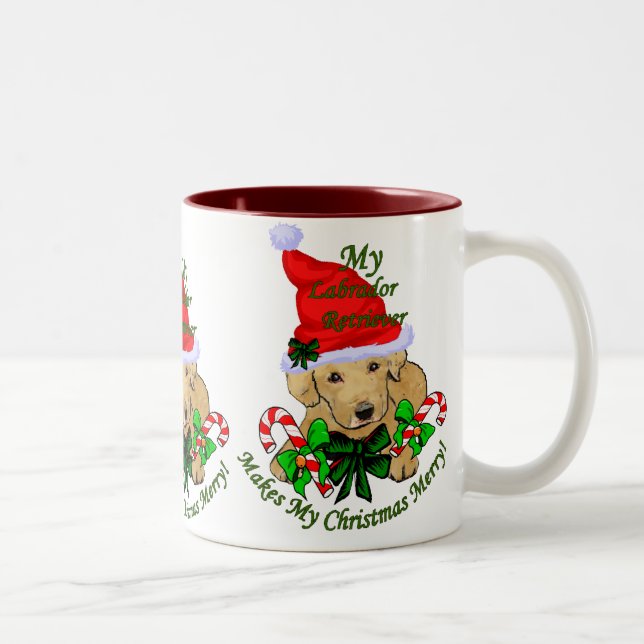 Gult Labrador Retriever-julklappar Två-Tonad Mugg (Höger)