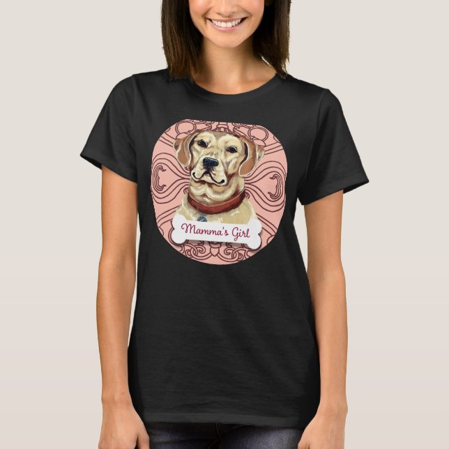 Gult Labrador Retriever Mamma S Girl Blek Rosa T Shirt (Framsida)