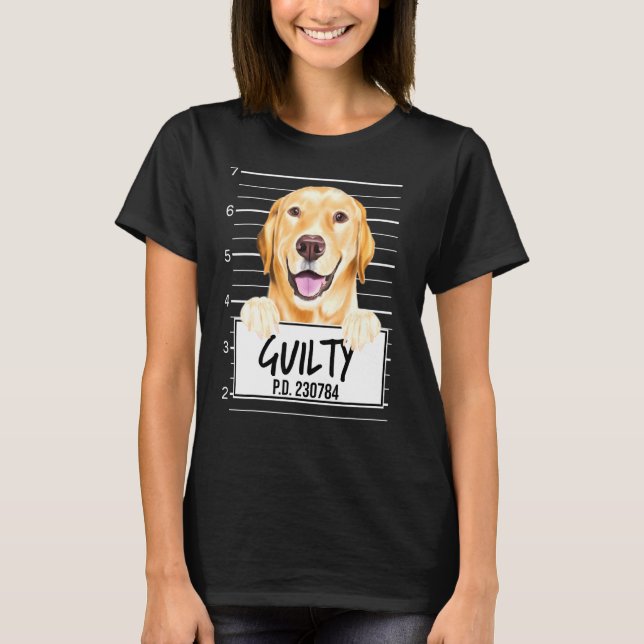 Gult Labrador Retriever Mugshot Guilty Hund T Shirt (Framsida)