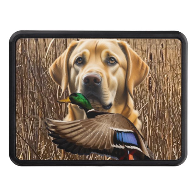 Gult Labrador Retriever och Flies Mallard Dragkroksskydd (Framsidan)