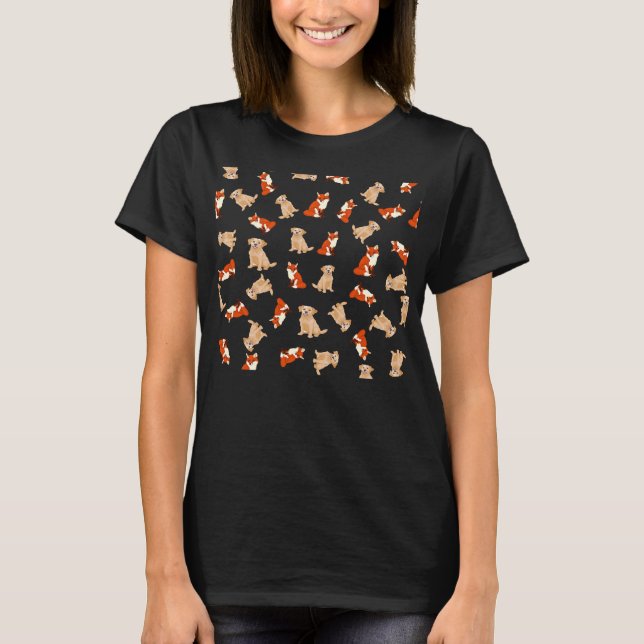 Gult Labrador Retriever och Red Fox Mönster T Shirt (Framsida)