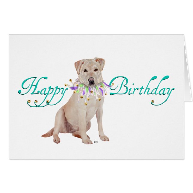 Gult Labrador Retriever Party Hälsningskort (Framsidan Horizontal)