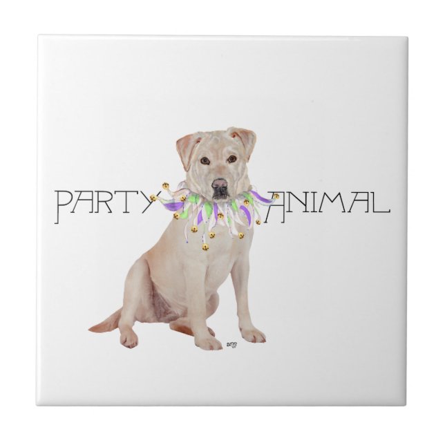Gult Labrador Retriever Party Kakelplatta (Framsidan)