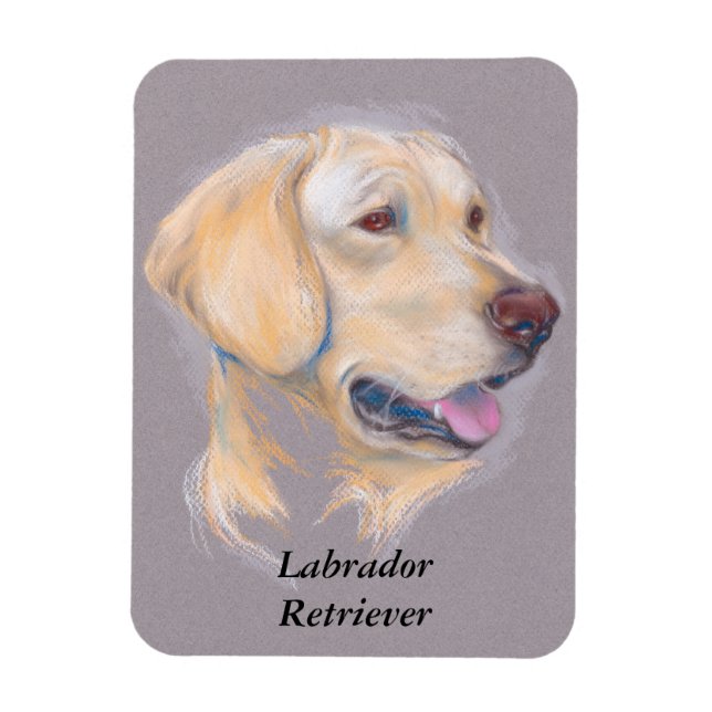 Gult Labrador Retriever Porträtt Magnet (Vertikal)