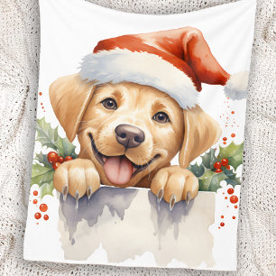 Gult Labrador Retriever Puppy Hund jul Fleecefilt