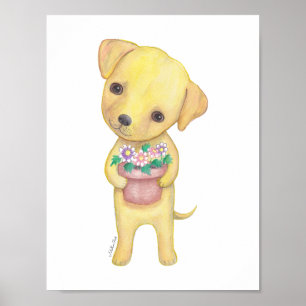 Gult Labrador Retriever Puppy Poster Puppy-utskrif