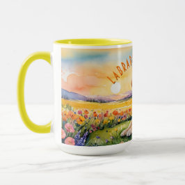 Gult Labrador Retriever Puppy Sunrise Combo Mugg