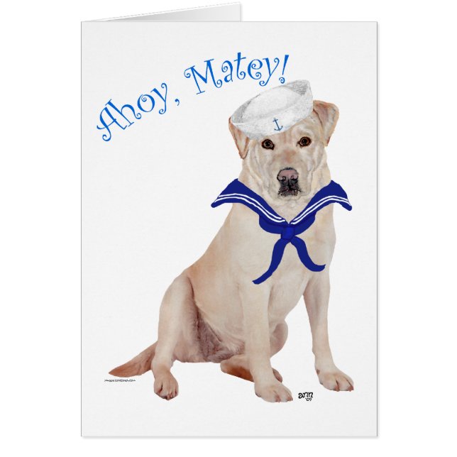 Gult Labrador Retriever Sailor Hälsningskort (Framsidan)
