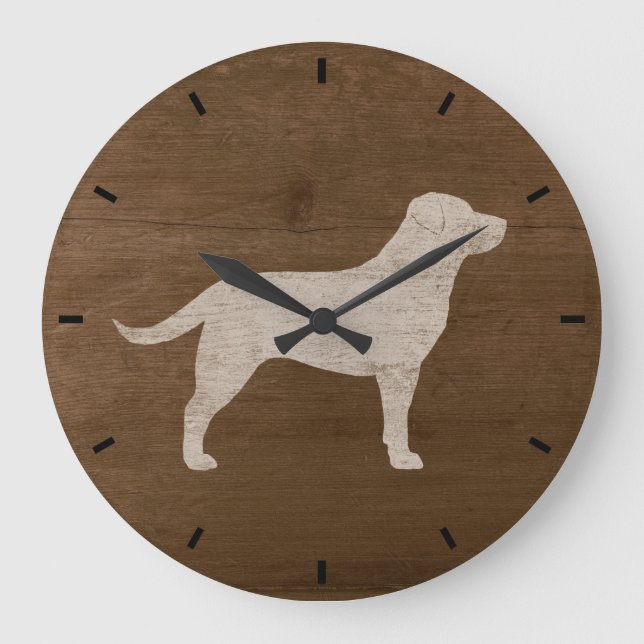 Gult Labrador Retriever Silhouette Large Clock Stor Klocka (Framsida)