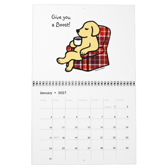 Gult Labrador Retriever Tecknad Calendar 2015 Kalender (Jan 2027)