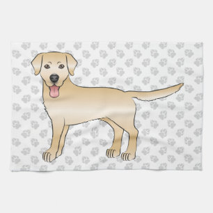 Gult Labrador Retriever Tecknad hund Illustration Kökshandduk
